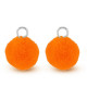 Pompom charm with loop 10mm - Silver-neon orange